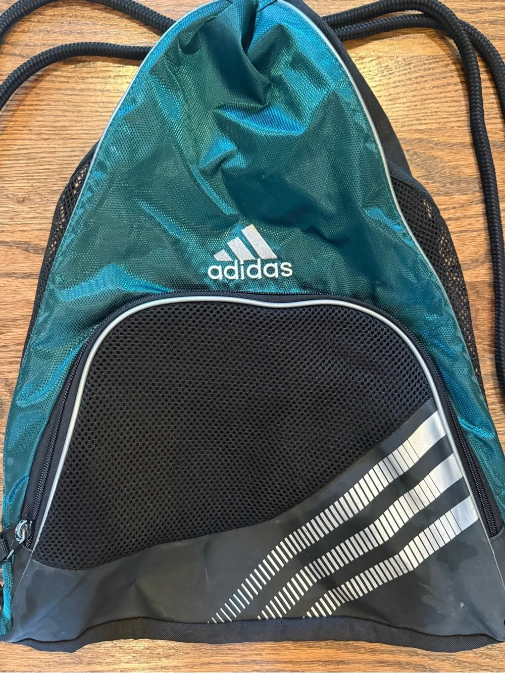Adidas Dark Green and Black Drawstring Gym Bag